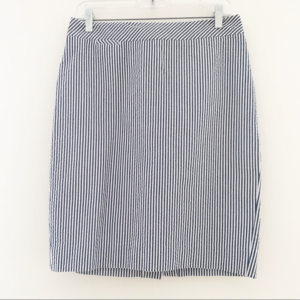 J. Crew Seersucker Gray White Pencil Skirt 4
